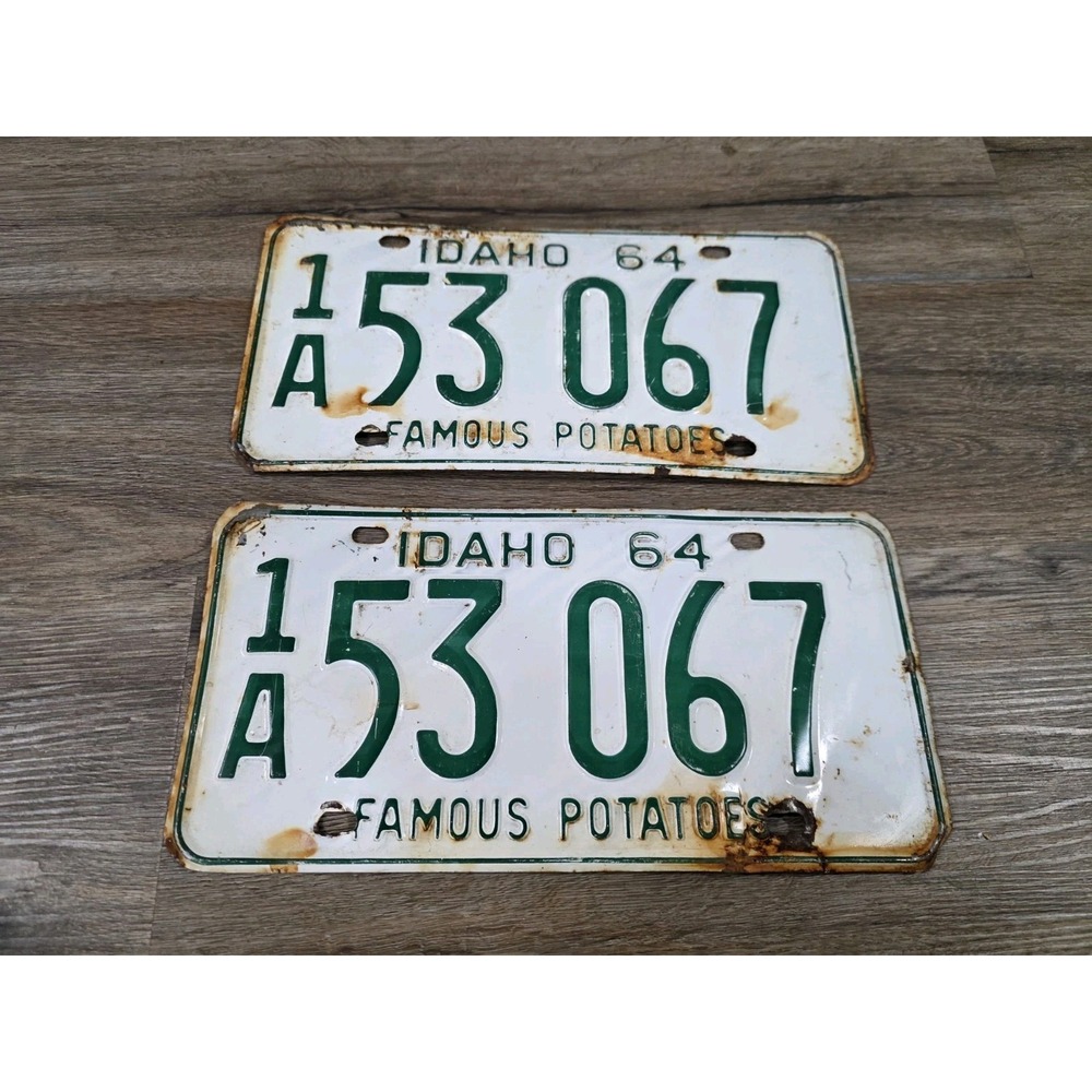 1964 Idaho License plate Pair Original Set 1A 53 067 Vintage